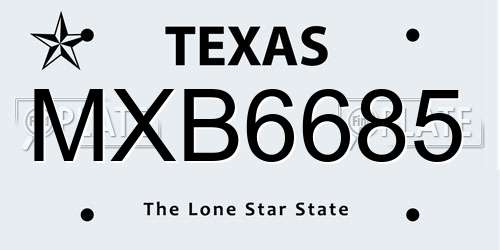 MXB6685 Texas License Plate