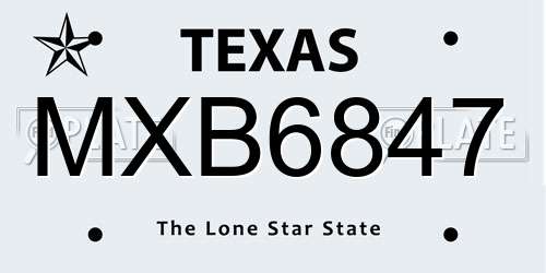 MXB6847 Texas License Plate