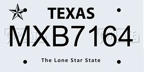 MXB7164 Texas License Plate