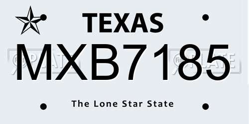 MXB7185 Texas License Plate