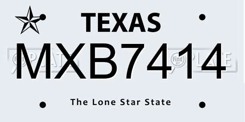 MXB7414 Texas License Plate