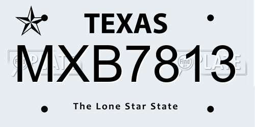 MXB7813 Texas License Plate