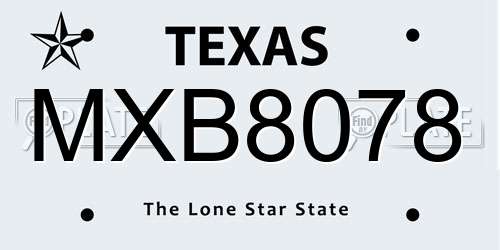 MXB8078 Texas License Plate