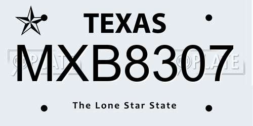 MXB8307 Texas License Plate