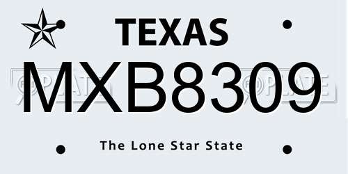 MXB8309 Texas License Plate