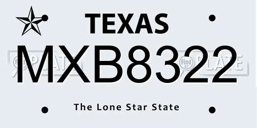 MXB8322 Texas License Plate