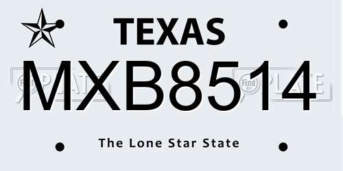 MXB8514 Texas License Plate