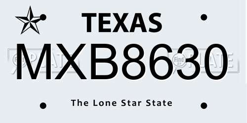 MXB8630 Texas License Plate