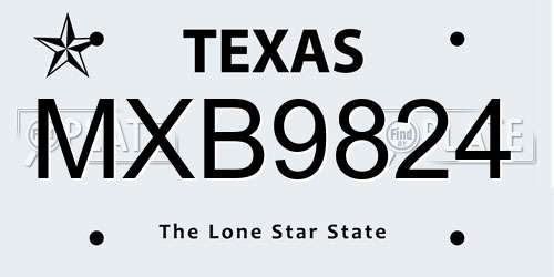 MXB9824 Texas License Plate