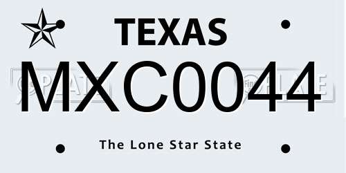 MXC0044 Texas License Plate
