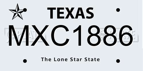 MXC1886 Texas License Plate