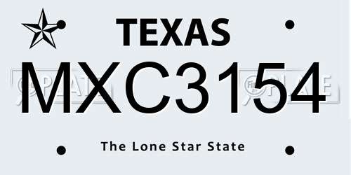 MXC3154 Texas License Plate