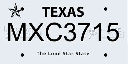 MXC3715 Texas License Plate