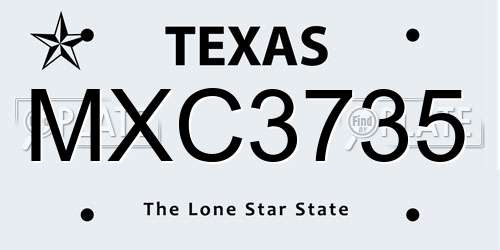 MXC3735 Texas License Plate