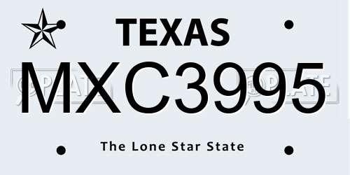 MXC3995 Texas License Plate