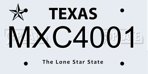 MXC4001 Texas License Plate