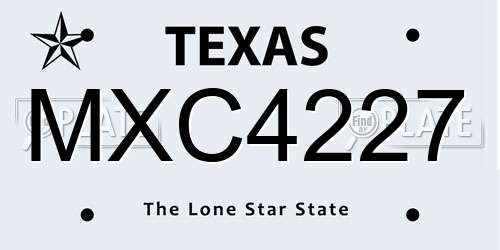 MXC4227 Texas License Plate