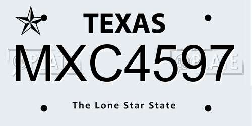 MXC4597 Texas License Plate