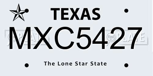 MXC5427 Texas License Plate