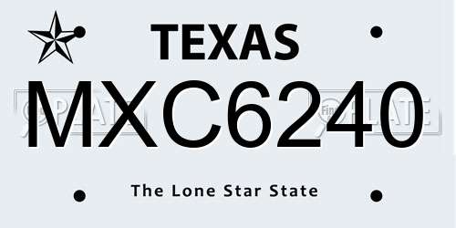 MXC6240 Texas License Plate
