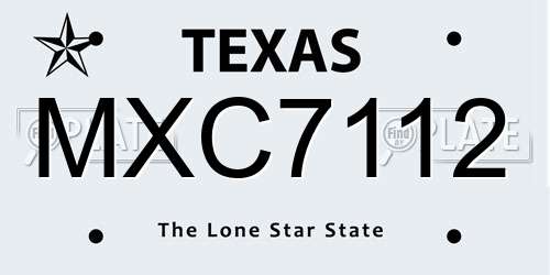 MXC7112 Texas License Plate
