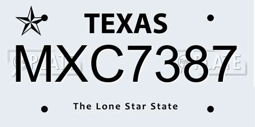 MXC7387 Texas License Plate