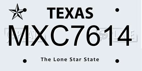 MXC7614 Texas License Plate