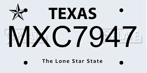 MXC7947 Texas License Plate