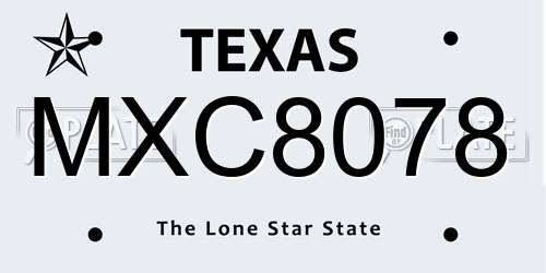 MXC8078 Texas License Plate