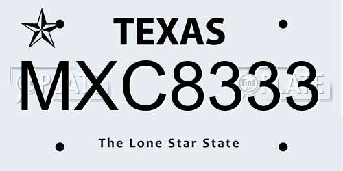 MXC8333 Texas License Plate