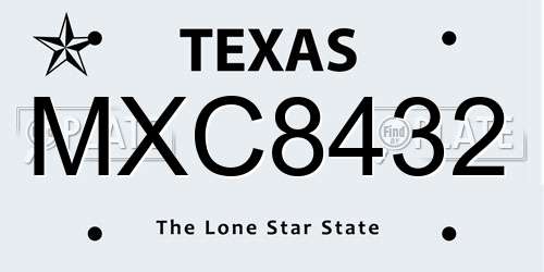 MXC8432 Texas License Plate