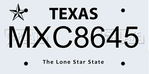 MXC8645 Texas License Plate