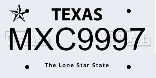MXC9997 Texas License Plate