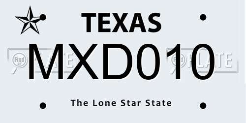 MXD010 Texas License Plate