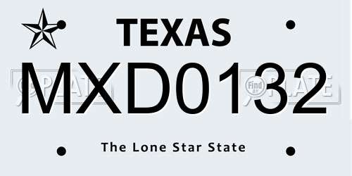 MXD0132 Texas License Plate