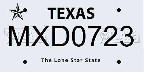 MXD0723 Texas License Plate