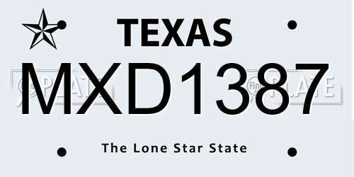 MXD1387 Texas License Plate