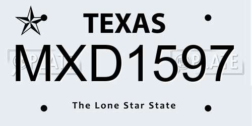 MXD1597 Texas License Plate