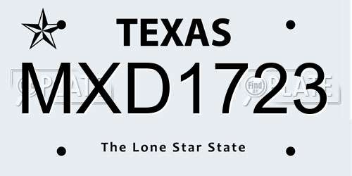 MXD1723 Texas License Plate