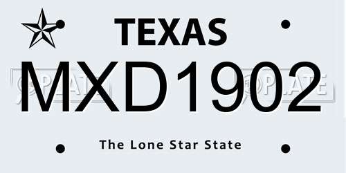 MXD1902 Texas License Plate