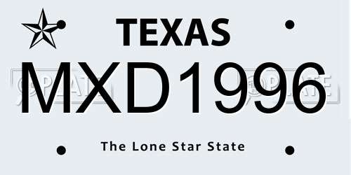 MXD1996 Texas License Plate