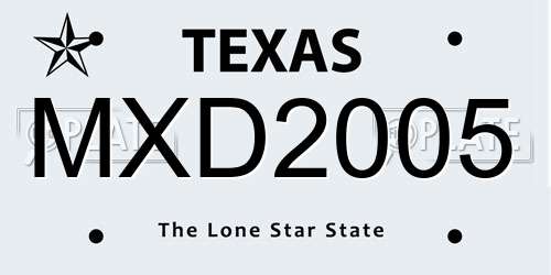 MXD2005 Texas License Plate