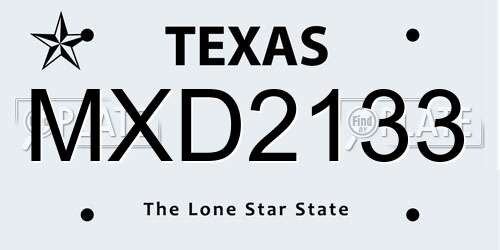 MXD2133 Texas License Plate