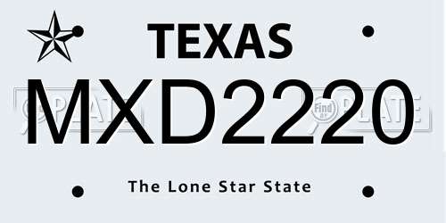 MXD2220 Texas License Plate