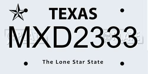 MXD2333 Texas License Plate