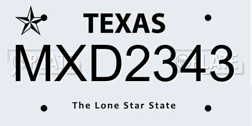 MXD2343 Texas License Plate
