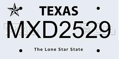 MXD2529 Texas License Plate