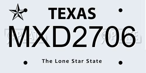 MXD2706 Texas License Plate