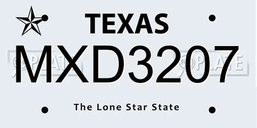 MXD3207 Texas License Plate
