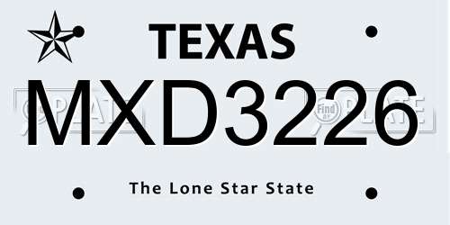MXD3226 Texas License Plate